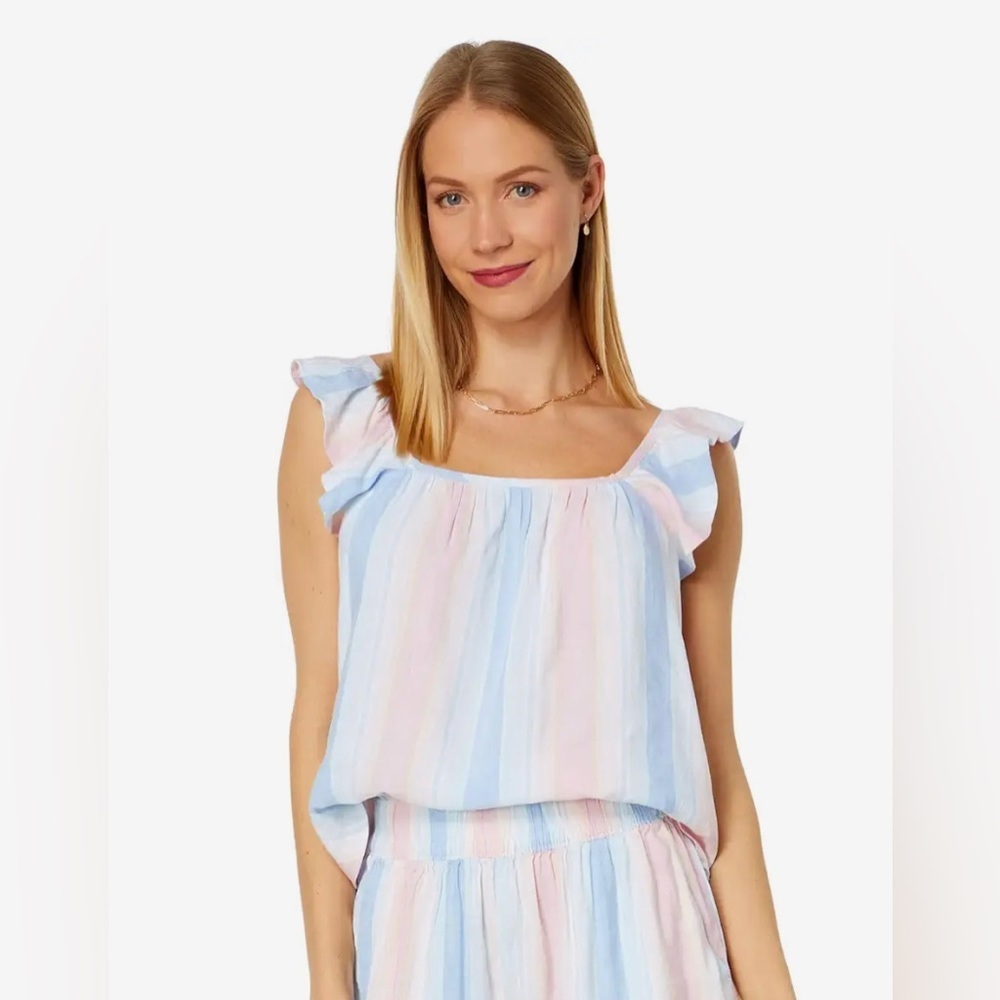 Southern Tide Darcie Stripe Top Linen Blend